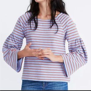 Madewell Shirred-Sleeve Sailor Top - XL